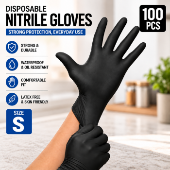 Gambar produk Hobf Sarung Tangan Nitril Karet Cleaning Gloves Disposable 100 PCS - ST010