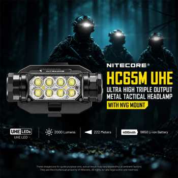 NITECORE Senter Kepala Headlamp LED Ultra NVG Mount IP68 2000 Lumens - HC65M UHE