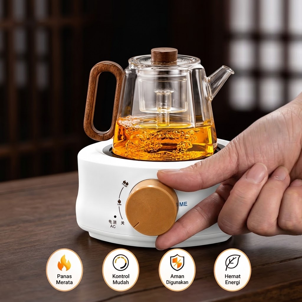 Gambar produk TaffHOME Kompor Listrik Mini 1 Tungku Electric Stove Tea Heater 500W - ZSP-K10500 - 5