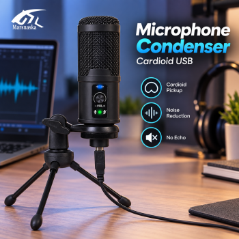 Marsnaska Mic Kondenser USB Condenser Microphone Cardioid with Stand - BM-65