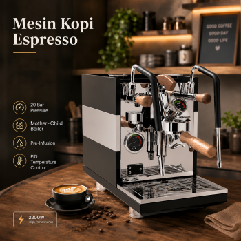 Trieste Mesin Kopi Espresso Semi Automatic E61 Rotary Pump 20Bar 2200W - M090