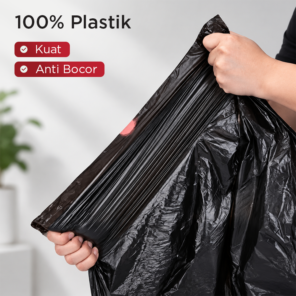 Gambar produk TRASU Kantong Plastik Sampah Tali Drawstring Trash Bag 45x50cm 75 PCS - TR-75 - 2