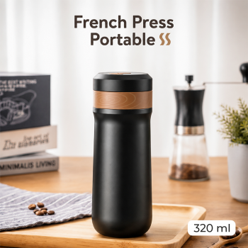 iCafilas French Press Portable Coffee Maker Tumbler Stainless 320ml - FK11