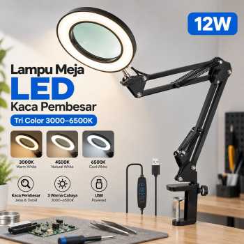 Gambar produk KKMOON Lampu Meja Belajar LED Kaca Pembesar Tri Color 3000-6500K 12W - HP-P6