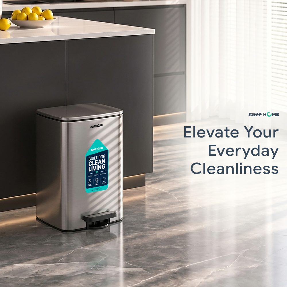 Gambar produk TaffHOME Tempat Sampah Injak Foot Pedal Trash Bin Stainless Steel 12L - M45 - 1