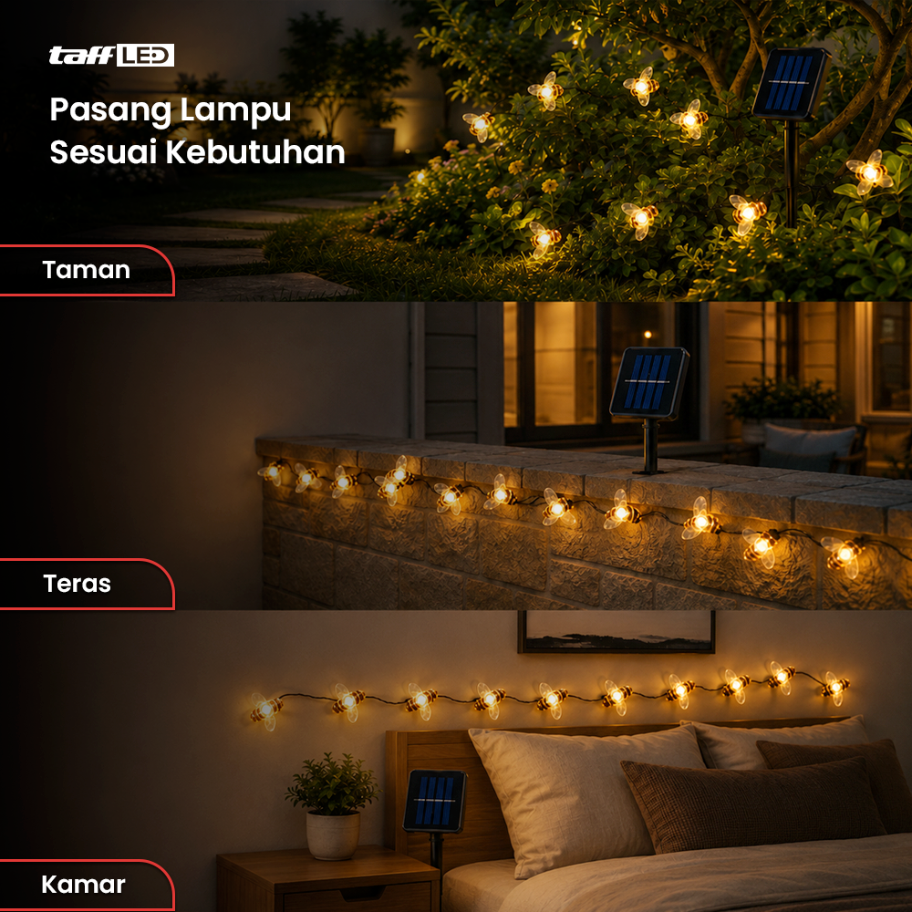 Gambar produk Finether Lampu Taman Outdoor Tancap Lebah Solar Panel IP65 50 LED - BE306 - 1
