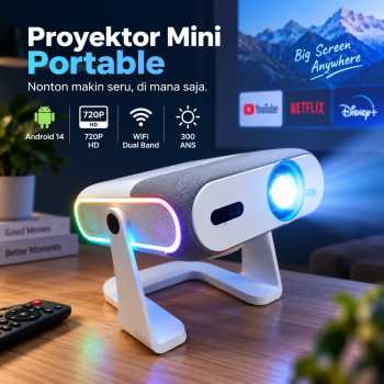 Xuan Proyektor Mini Portable Android 14 720P WiFi Dual Band 300 ANSI - HA116