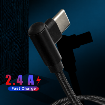 OLF Kabel Charger USB Type C Fast Charging L Shape Braided 5V 2.4A 2M - OL951