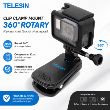 Gambar produk TELESIN Clip Clamp Mount 360 Rotary for GoPro / Xiaomi Yi