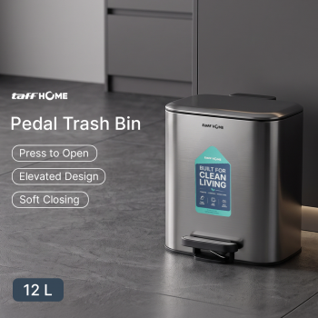 TaffHOME Tempat Sampah Injak Foot Pedal Trash Bin Stainless Steel - M50