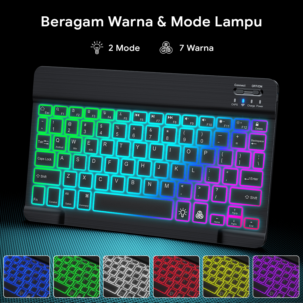 Gambar produk EMTRA Keyboard Wireless Mini Bluetooth 5.0 RGB Silent Click - SS01 - 4