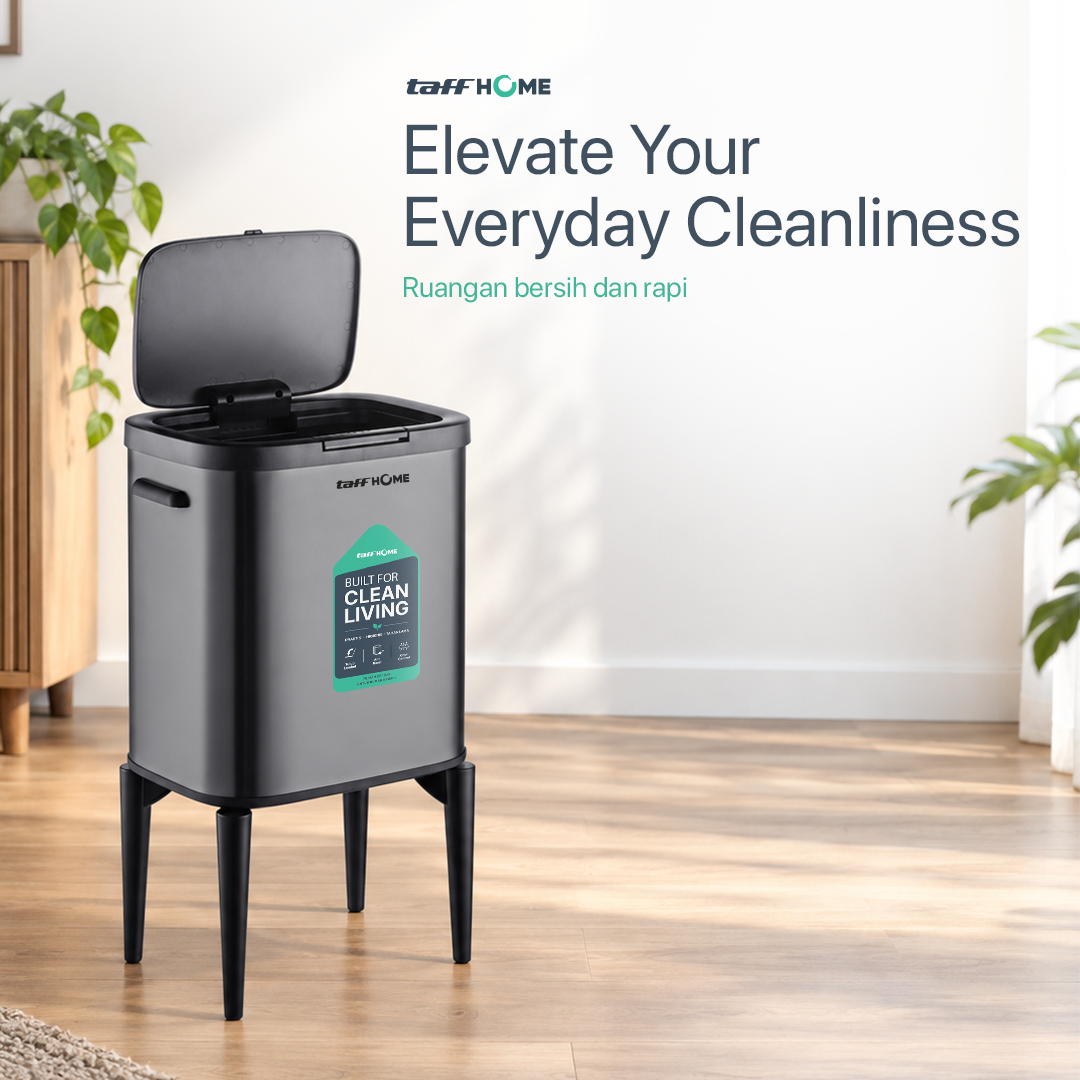 Gambar produk TaffHOME Tempat Sampah Tekan Press Trash Bin Quick Opening with Legs 20L - T40 - 1