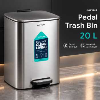 TaffHOME Tempat Sampah Injak Foot Pedal Trash Bin Stainless Steel - M45
