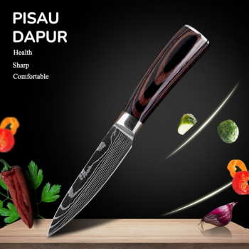 KNIFEZER Pisau Dapur Daging Sayur Roti Damascus Pattern Stainless