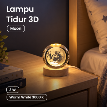 AMARYLLIS Lampu Tidur Bola Kristal 3D LED USB Warm White 3000K 3W - AM-6