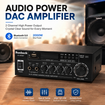 Gambar produk Sunbuck Audio Bluetooth 5.0 DAC Amplifier 2 Ch Remote 2000W - AV-660BT