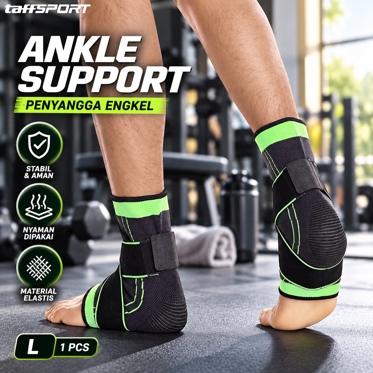 Gambar produk TaffSPORT Penyangga Engkel Sport Ankle Support Brace 1 PCS L - J6223 - Utama