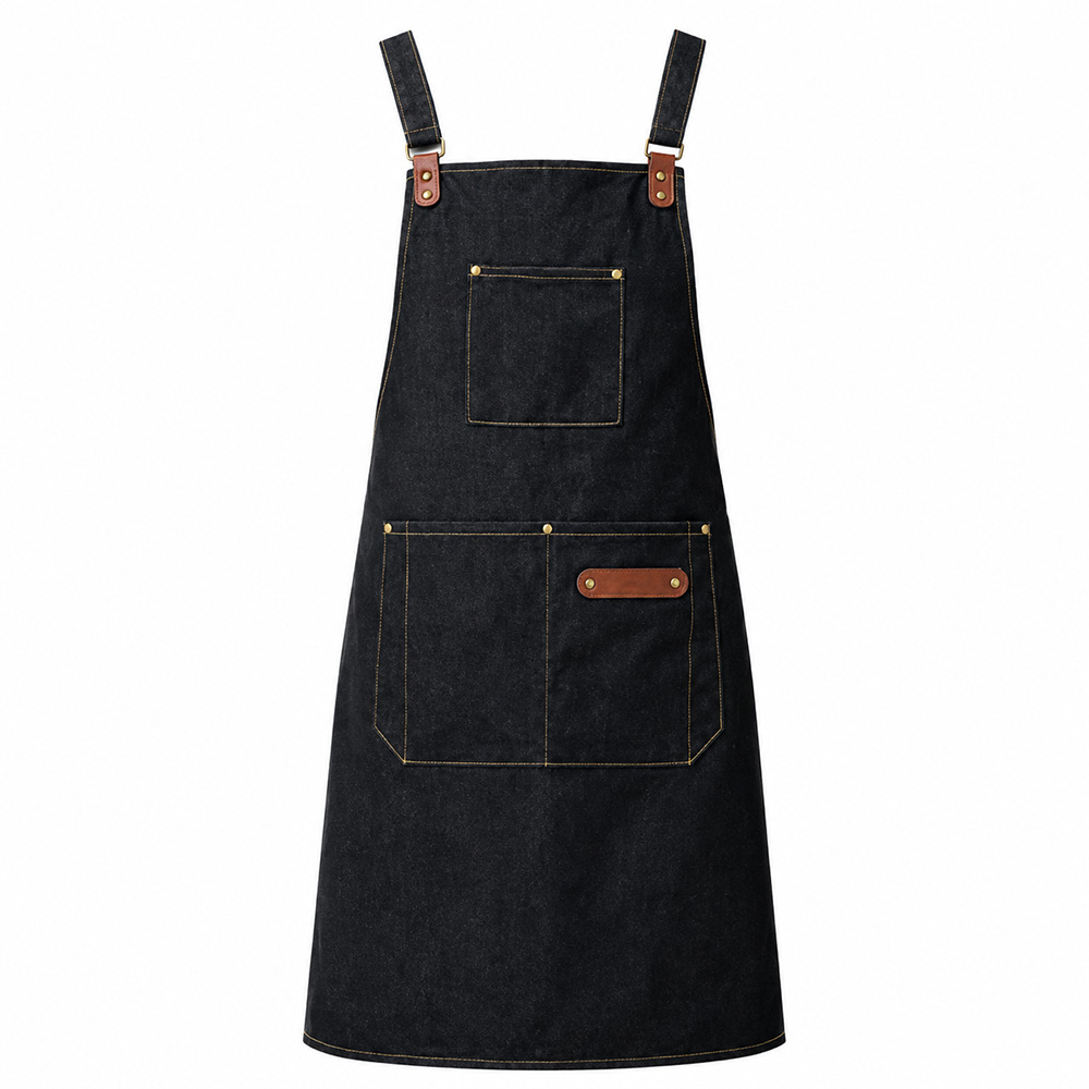Gambar produk Bulc Celemek Masak Apron Dapur Barista Kantong Depan Adjustable Strap Denim - JJ50 - Kemasan