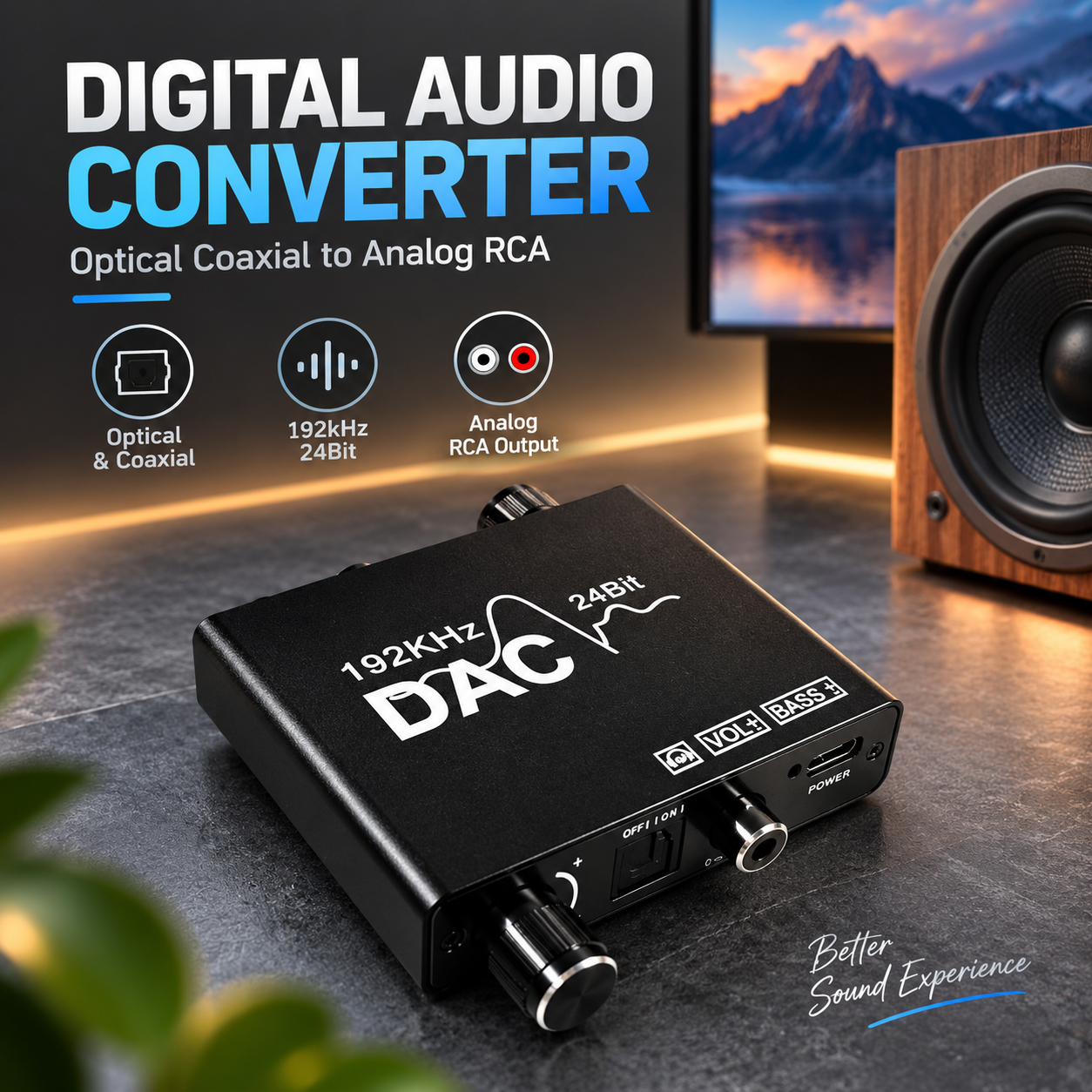 Gambar produk AUKUK Digital Audio Converter DAC Optical Coaxial to Analog RCA - AU340 - Utama