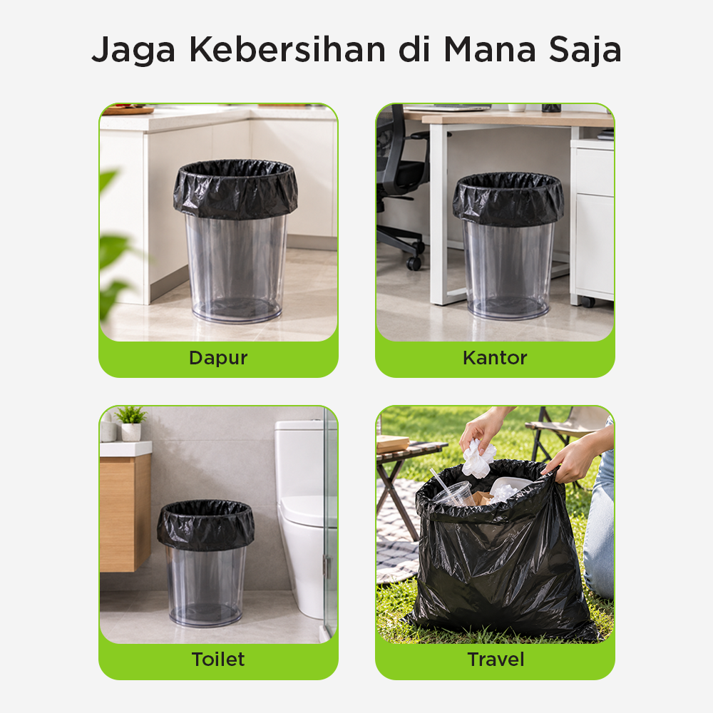 Gambar produk TRASU Kantong Plastik Sampah Disposable Trash Bag 45x55cm 100 PCS - TR-45 - 5