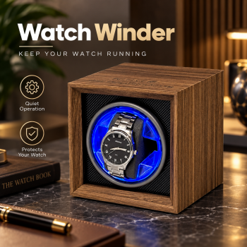 Rhodey Watch Winder Walnut Wood Pemutar Jam Tangan Otomatis 1 Slot - RB3