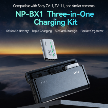 Gambar produk TELESIN Charger Baterai Kamera NP-BX1 3 Slot dengan 2 PCS Baterai Sony - CMR-001