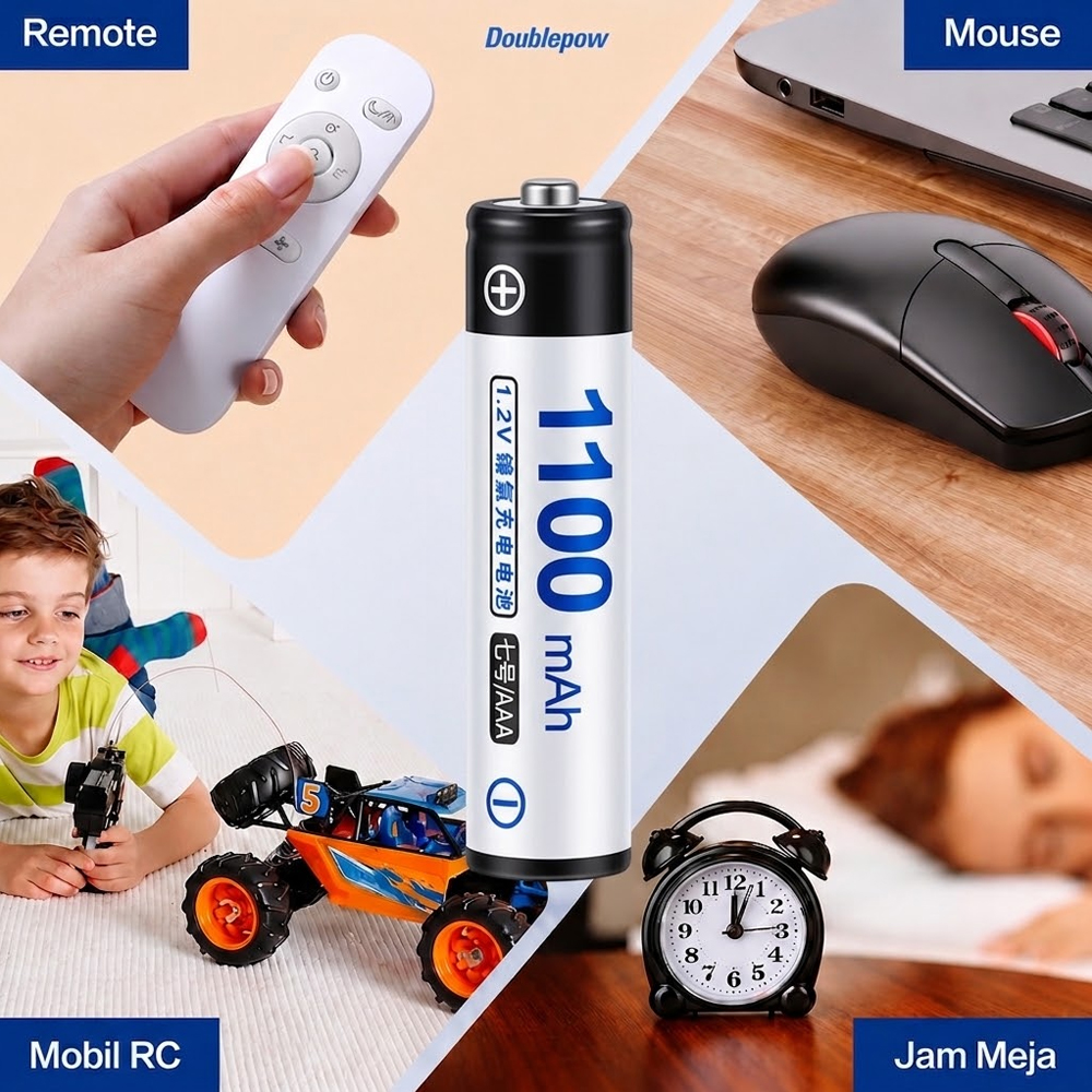 Gambar produk Doublepow Baterai Isi Ulang AAA Ni-MH Button Top 1100 mAh 1.2V 1 PCS - 3