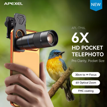 APEXEL Lensa Smartphone Telephoto Lens 6X Zoom HD IPX4 Universal Clamp - APL-TM6L