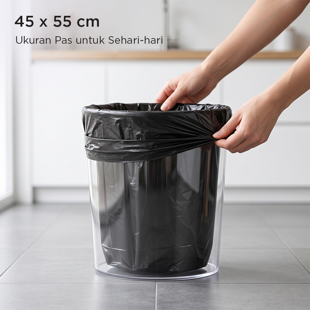 Gambar produk TRASU Kantong Plastik Sampah Disposable Trash Bag 45x55cm 100 PCS - TR-45 - 4