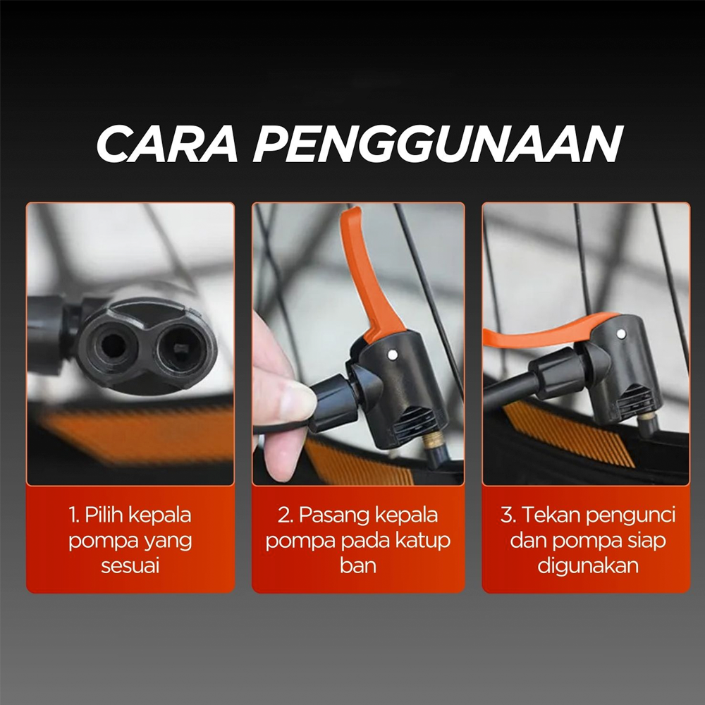 Gambar produk TaffSPORT Pompa Angin Sepeda Serbaguna Portable Pump 120 PSI - PM40 - 7