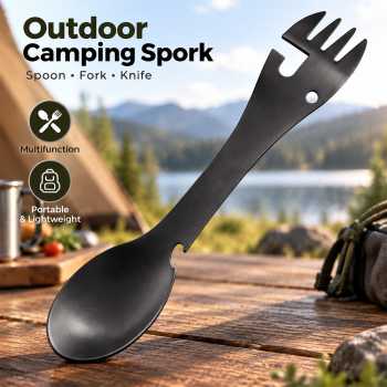 Gambar produk YYEDC Sendok Garpu Pisau Multifungsi Outdoor Camping Spork EDC Tools - LX708