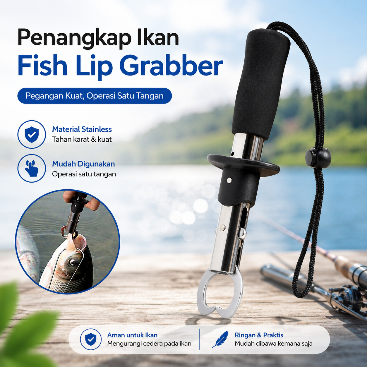 Gambar produk TeeWap Alat Penangkap Ikan Fish Grip Lip Grabber Fishing Tool - YS05 - Utama