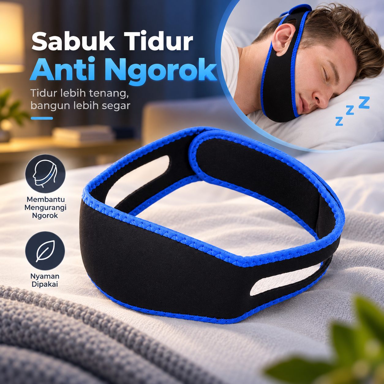 Gambar produk Sabuk Tidur Anti Ngorok Snoring Solution Chin Rest Band 66cm - 5582 - Utama