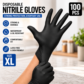 Gambar produk Hobf Sarung Tangan Nitril Karet Cleaning Gloves Disposable 100 PCS - ST010