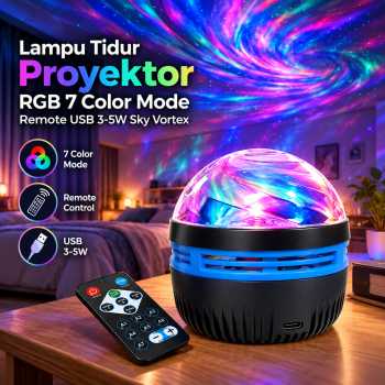ZENLONG Lampu Tidur Proyektor LED RGB 7 Color Mode Remote USB 3-5W - ZL5V