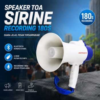 Taffware Speaker Toa Sirine Recording 180s Bluetooth USB TF Card 15W - 518