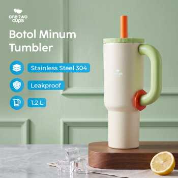 One Two Cups Botol Minum Tumbler Air Panas Dingin Handle Straw 1.2L - YS-1200