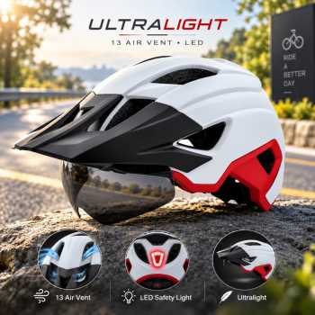 VICTGAL Helm Sepeda Road Bike Ultralight Sun Visor 13 Air Vent LED - HT-30