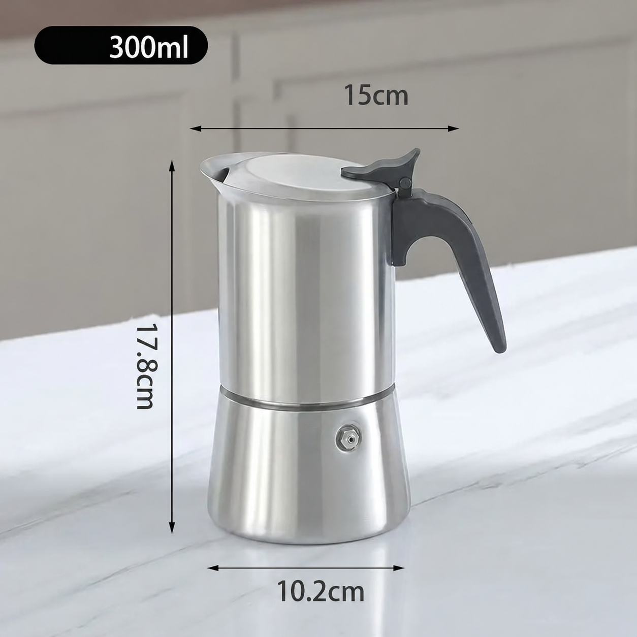 Gambar produk HSB Moka Pot Teko Kopi Espresso Coffee Maker Stovetop Dual Valve 300ml - Z60 - 6