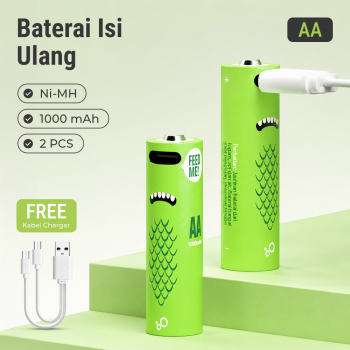 Gambar produk MICROBATT Baterai Isi Ulang Rechargeable Ni-MH Button Top 1.2V AA-1000mAh