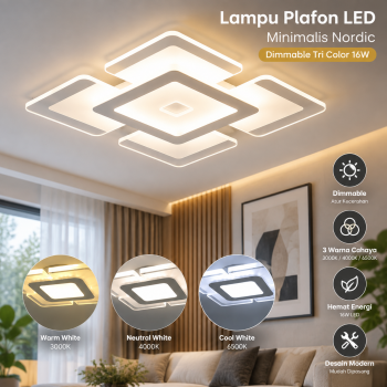 Dumexi Lampu Plafon LED Minimalis Nordic Dimmable Tri Color 16W - D99