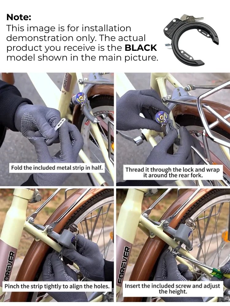 Gambar produk SHUN Kunci Gembok Sepeda Horseshoe Ring Lock Steel 10cm with Key - GT15 - 3