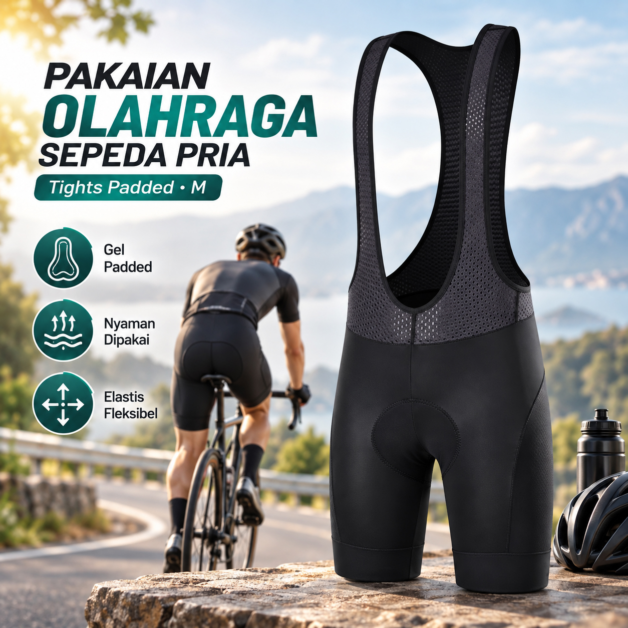 Gambar produk FUALRNY Pakaian Olahraga Sepeda Pria Tights Padded M - SRDK-01 - Utama