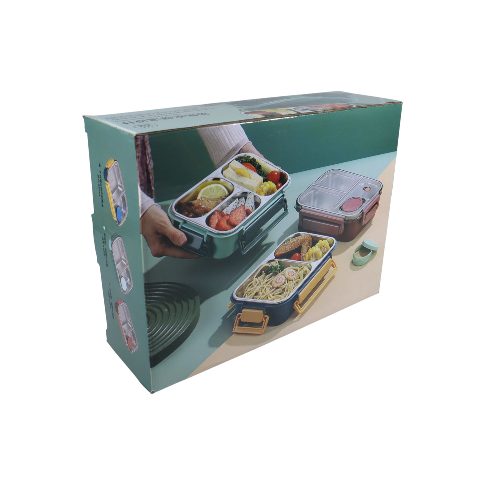 Gambar produk Danwels Kotak Makan Anti Tumpah Lunch Box Stainless Steel 3 Grid 850ml - P7 - Kemasan