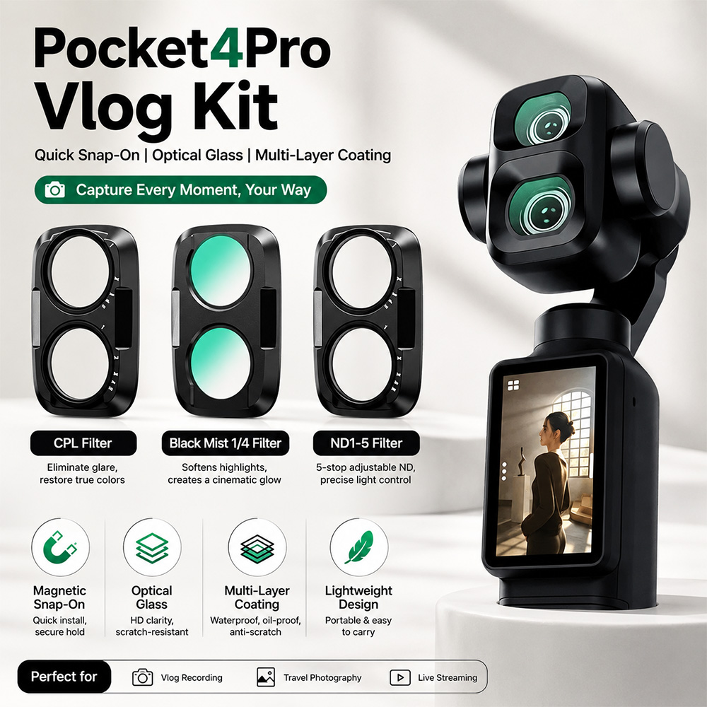 Gambar produk BRD Lens Camera Filter CPL ND1-5 Black Soft DJI Osmo Pocket 4 Pro 4P - KFD87 - Utama