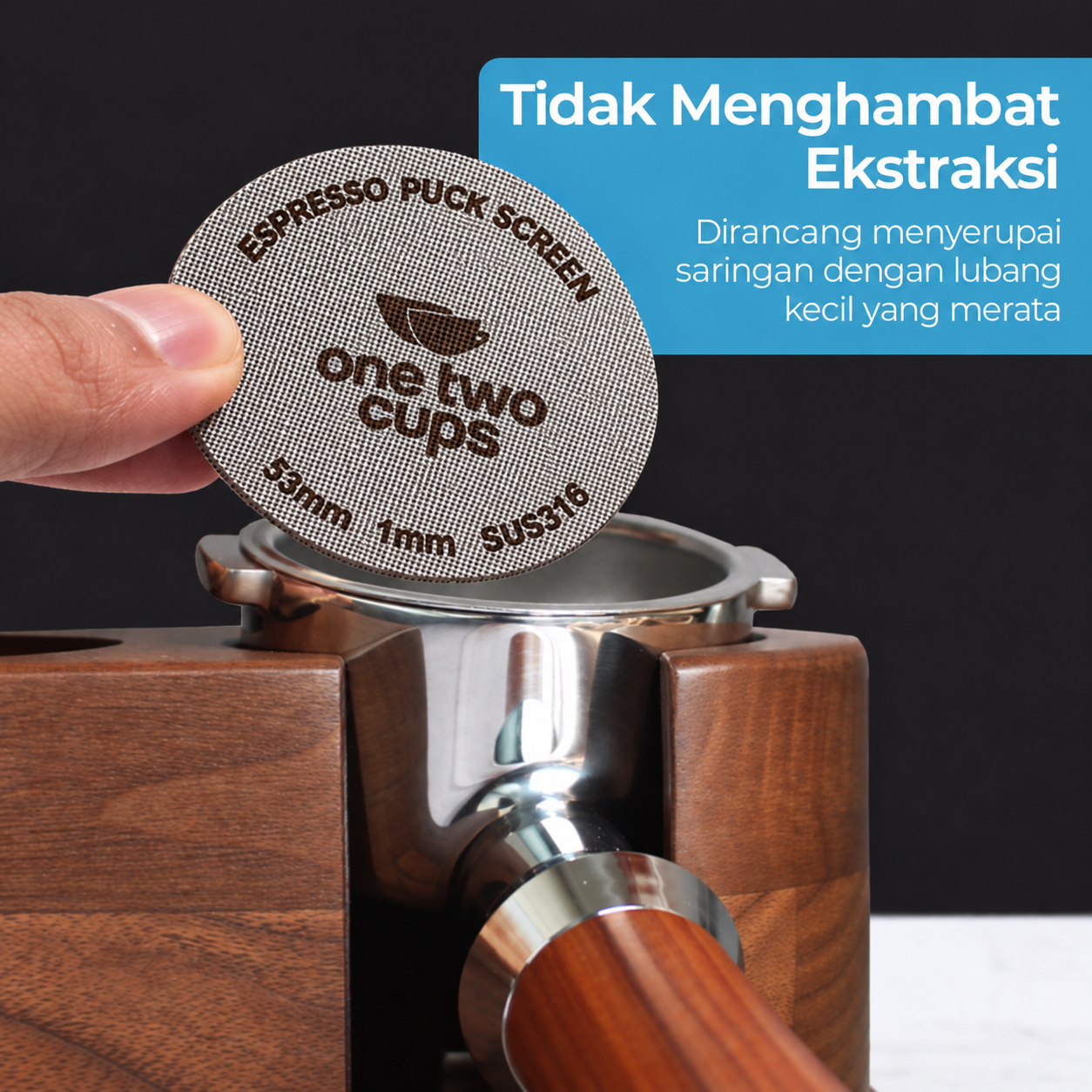 Gambar produk One Two Cups Puck Screen Portafilter Espresso Machine 150 Micron 53mm 1mm - SUS3 - 2