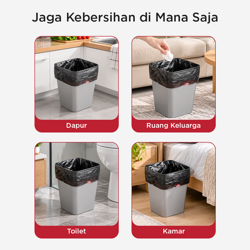 Gambar produk TRASU Kantong Plastik Sampah Tali Drawstring Trash Bag 45x50cm 75 PCS - TR-75 - 6