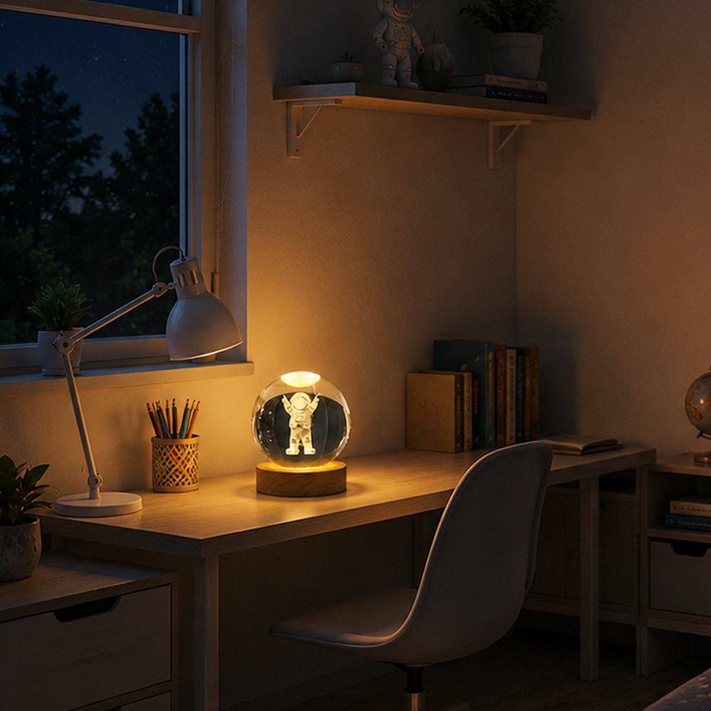 Gambar produk AMARYLLIS Lampu Tidur Bola Kristal 3D Warm White USB 3W Astronot - AM-6 - 5