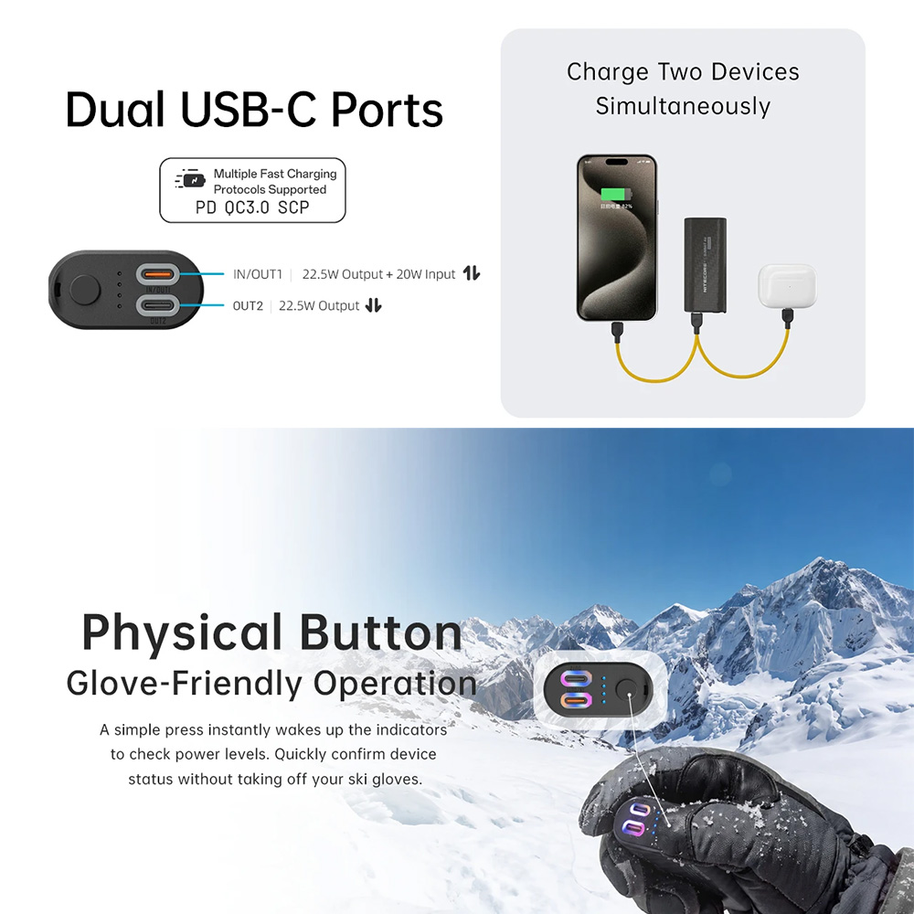 Gambar produk NITECORE Power Bank 8000mAh PD QC 3.0 IPX8 USB Type C RGB 22.5W - SUMMIT Air - 5