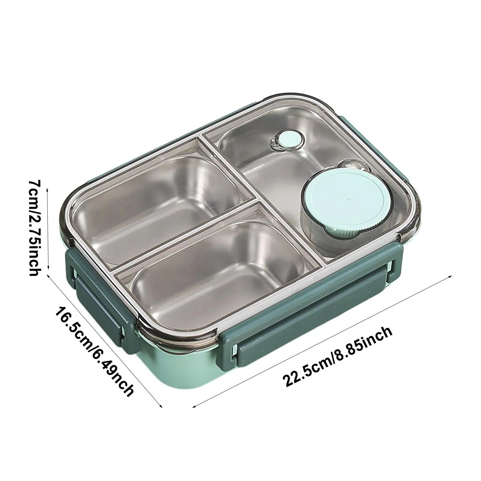 Gambar produk Danwels Kotak Makan Anti Tumpah Lunch Box Stainless Steel 3 Grid 850ml - P7 - 6